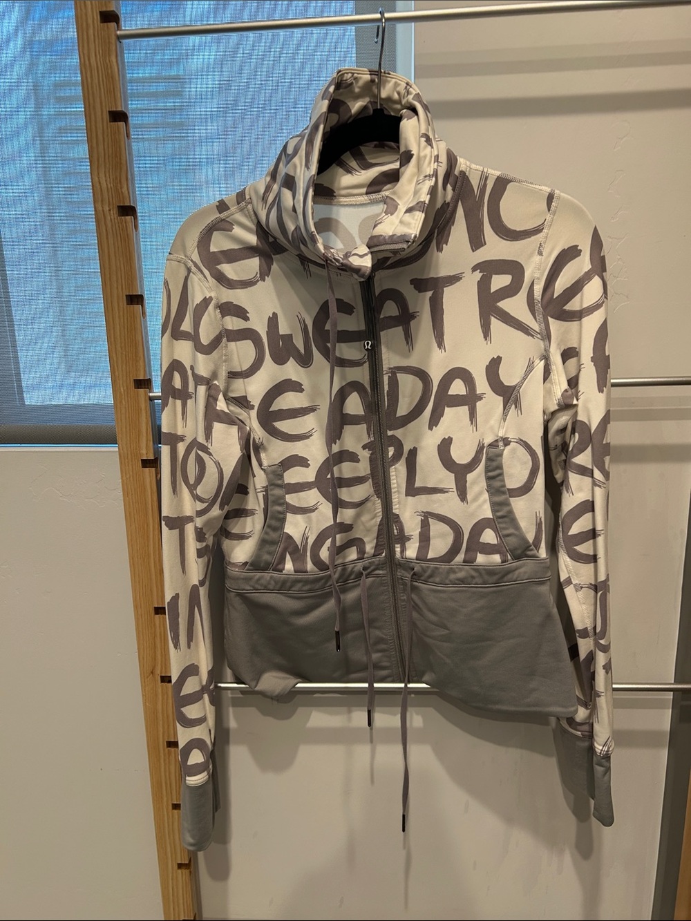 lululemon athletica White and Gray Graphic Zip Hoodie